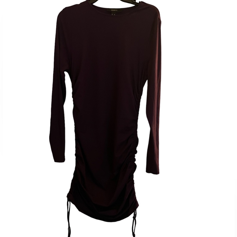 Deep purple bodycon ruched sides